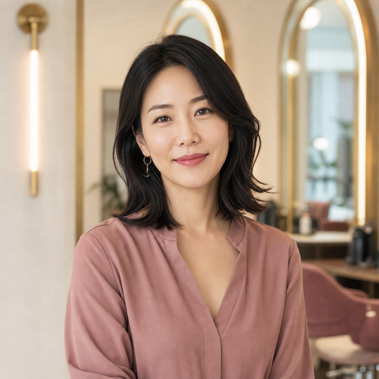 Portrait of stylist Min-Ji Park in the Luna Rose studio.